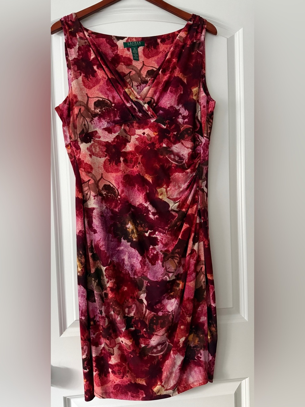 Ralph Lauren Women’s Faux-Wrap Stretch Dress – Size 16